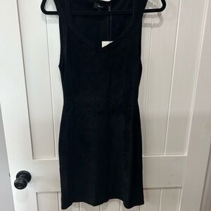 Theory Black Micro Velvet Mini Dress V-Neck Sleeveless